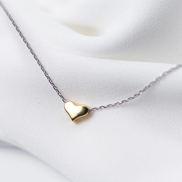 Jewelry - 925 Sterling Silver Gold Heart Necklace